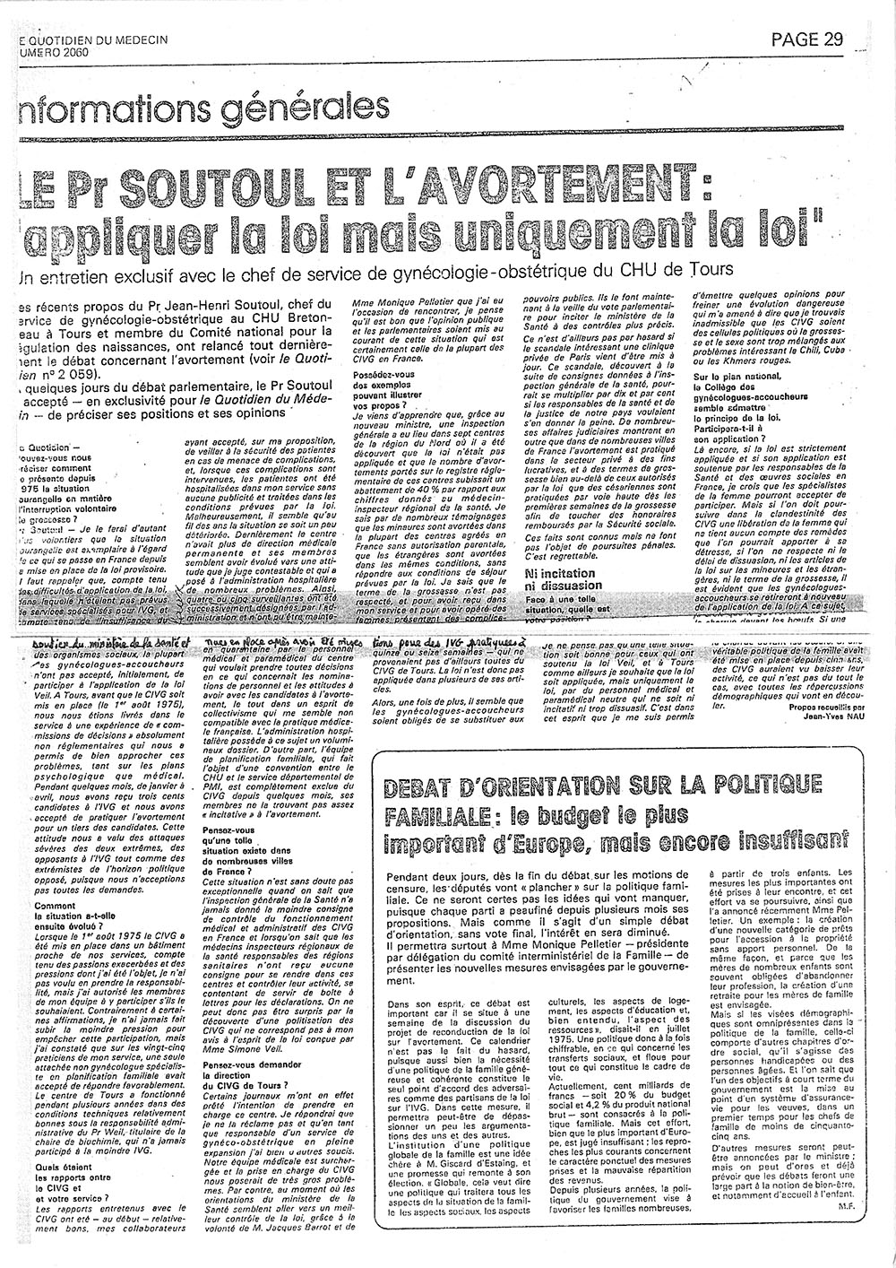 article quotidien du medecin